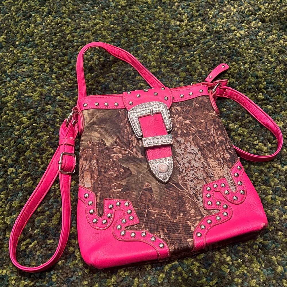 Pink and camo purse